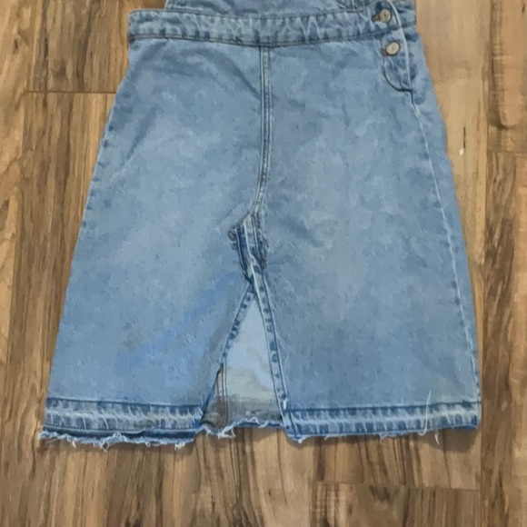 ZARA denim overall skirt with middle split and side buttons - Picture 4 of 7